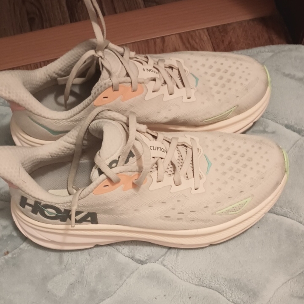 Hoka Women's Athletic Shoes - Cream and Orange